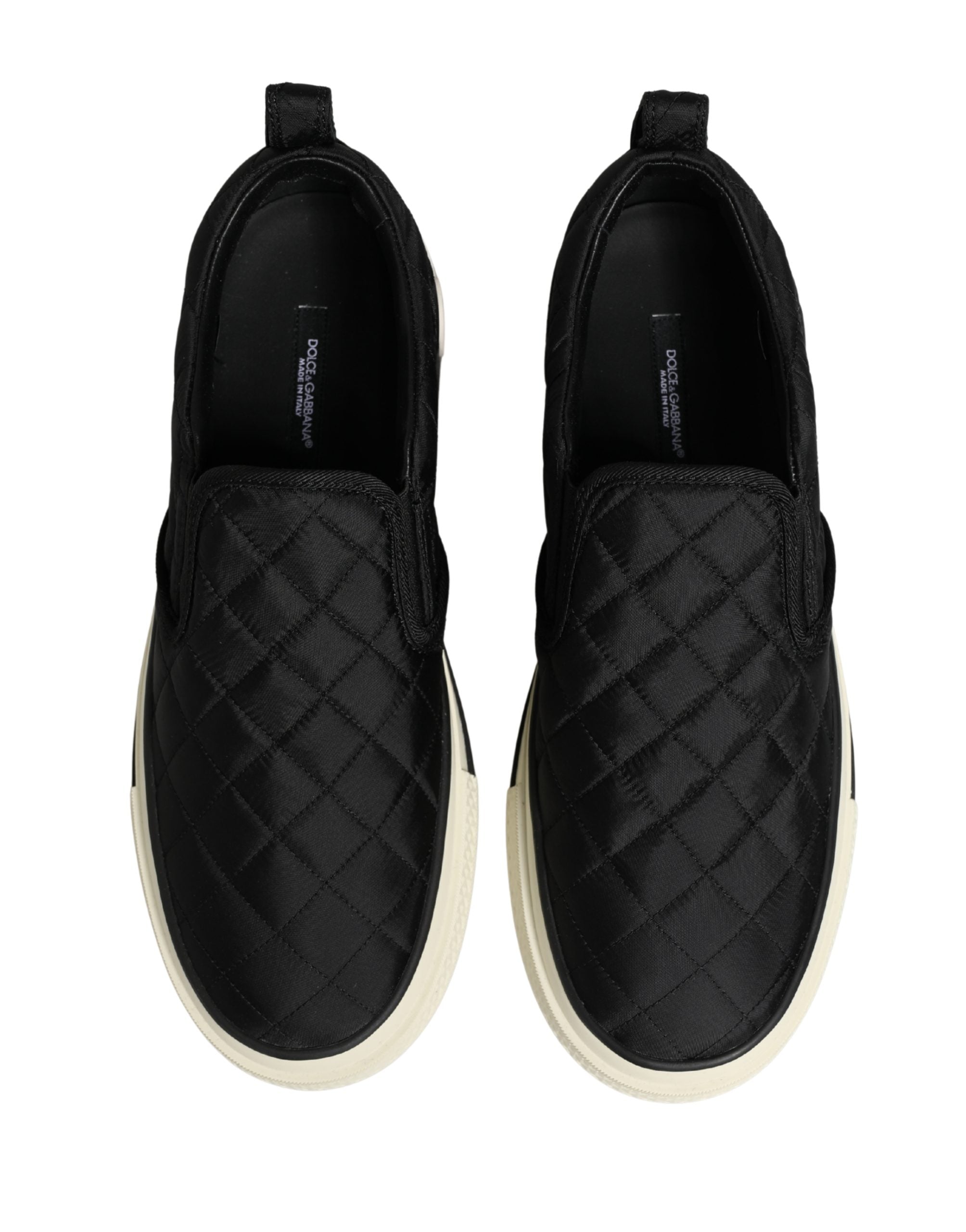 Dolce & Gabbana Schwarze gesteppte Slip-On Low Top Sneaker Schuhe