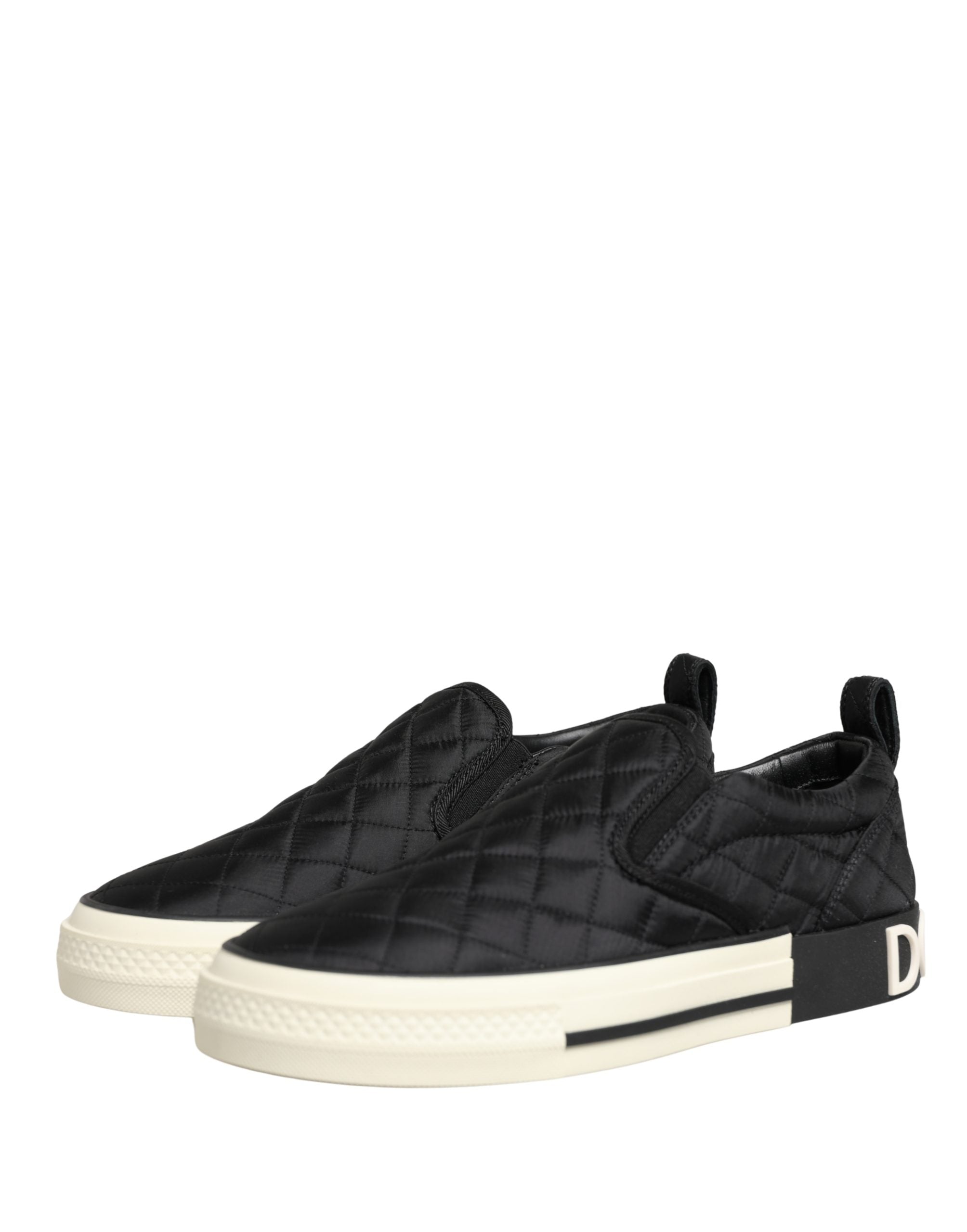 Dolce & Gabbana Schwarze gesteppte Slip-On Low Top Sneaker Schuhe