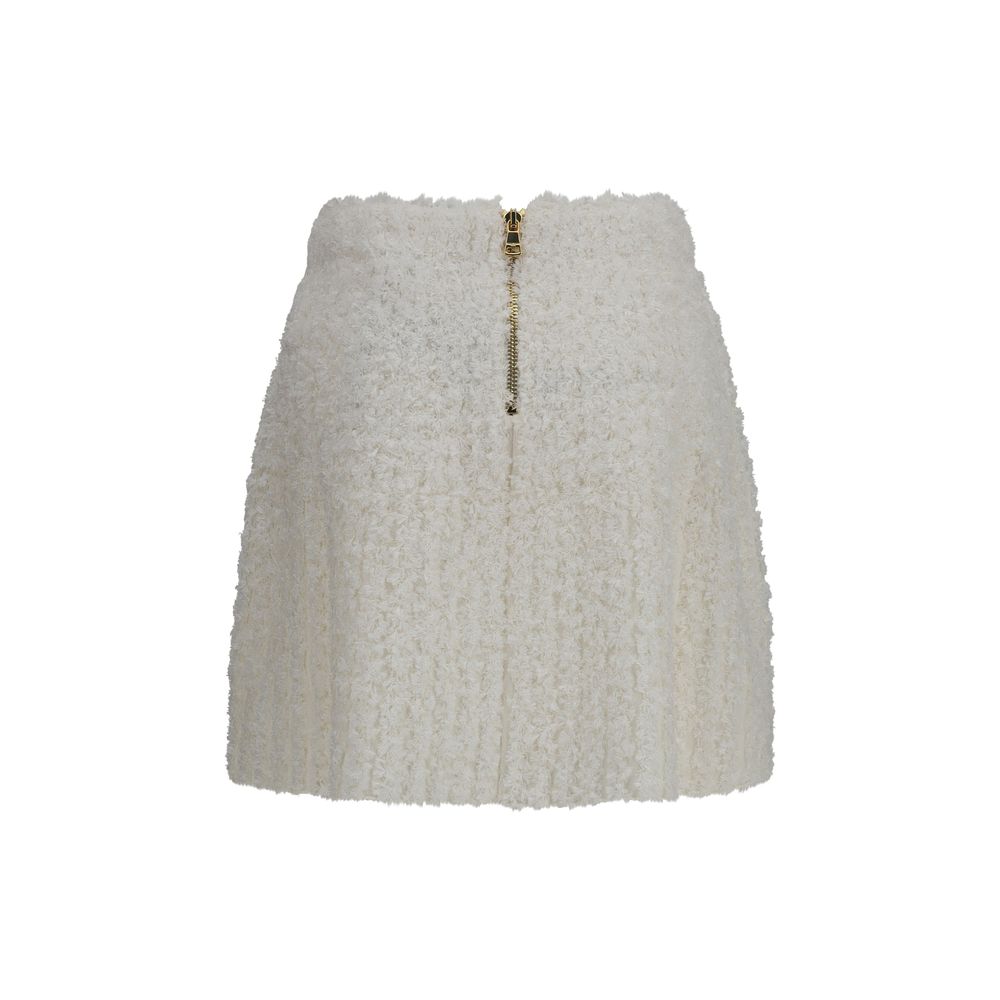 Balmain White Viscose Mini Skirt