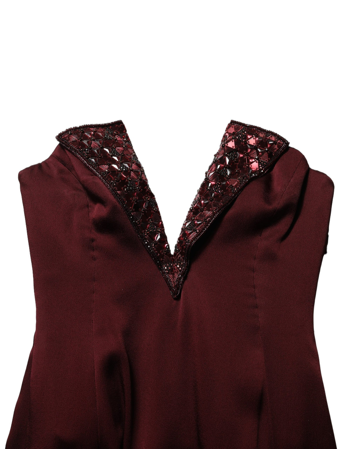 Dolce & Gabbana Bordeauxrode Avondjurk met V-hals en Versieringen