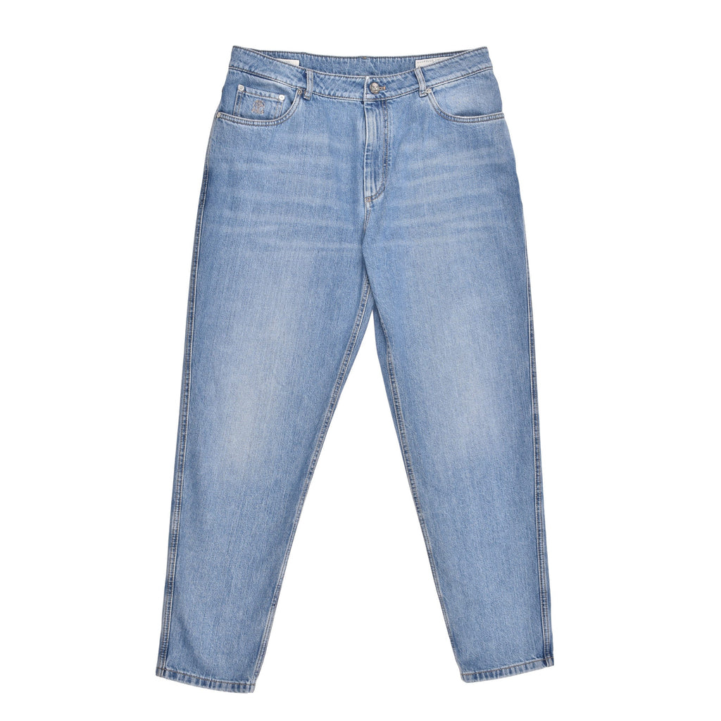Brunello Cucinelli Blue Cotton Straight-Leg Jeans