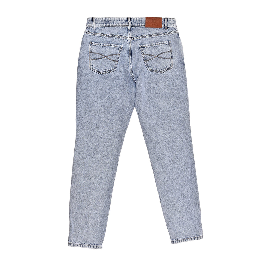 Brunello Cucinelli Blue Cotton Straight-Leg Jeans