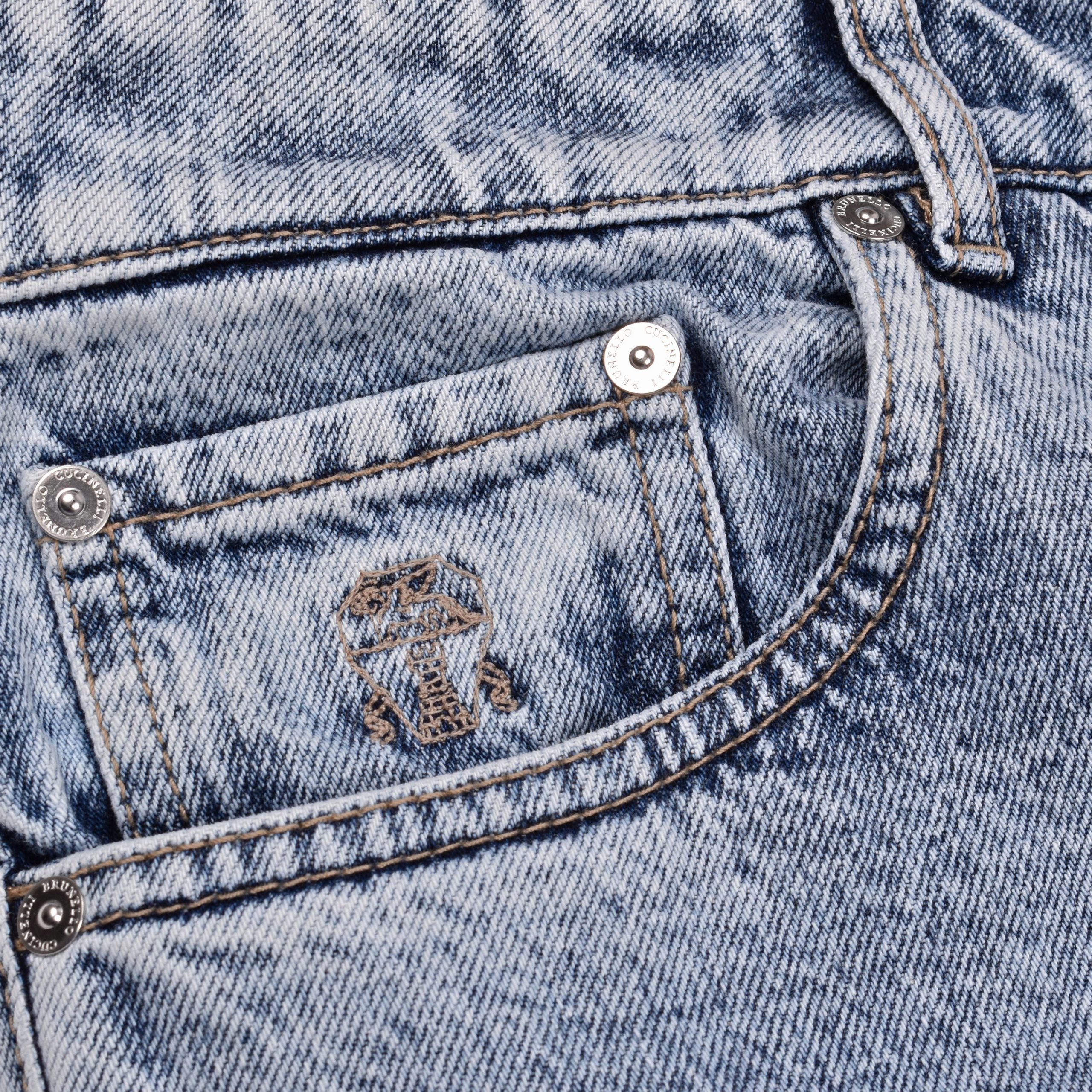 Brunello Cucinelli Blue Cotton Straight-Leg Jeans