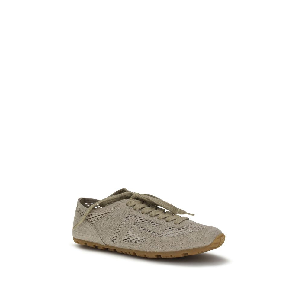 Balmain Beige Cotton Athletic Sneakers