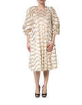 Peserico Ivory Fringe Layered Shift Midi Dress
