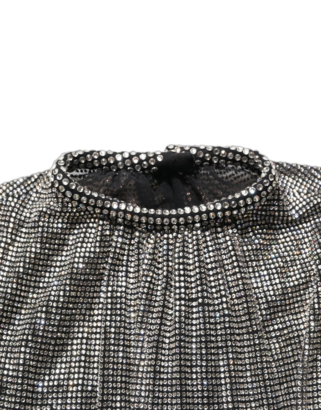 Dolce & Gabbana Zilveren Strass Steentjes Lange Mouwen Bodysuit Mini Jurk