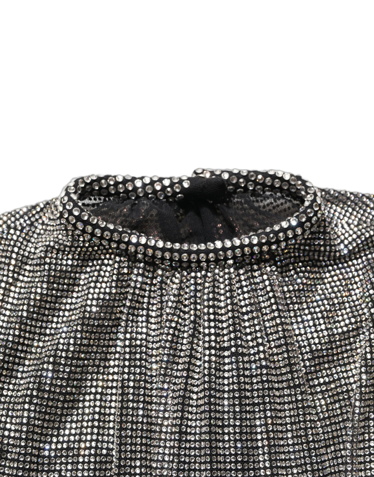 Dolce & Gabbana Zilveren Strass Steentjes Lange Mouwen Bodysuit Mini Jurk