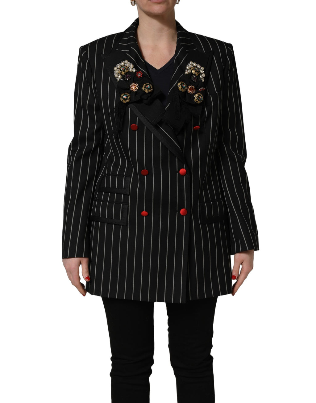 Dolce & Gabbana Zwart Gestreepte Double-Breasted Blazer