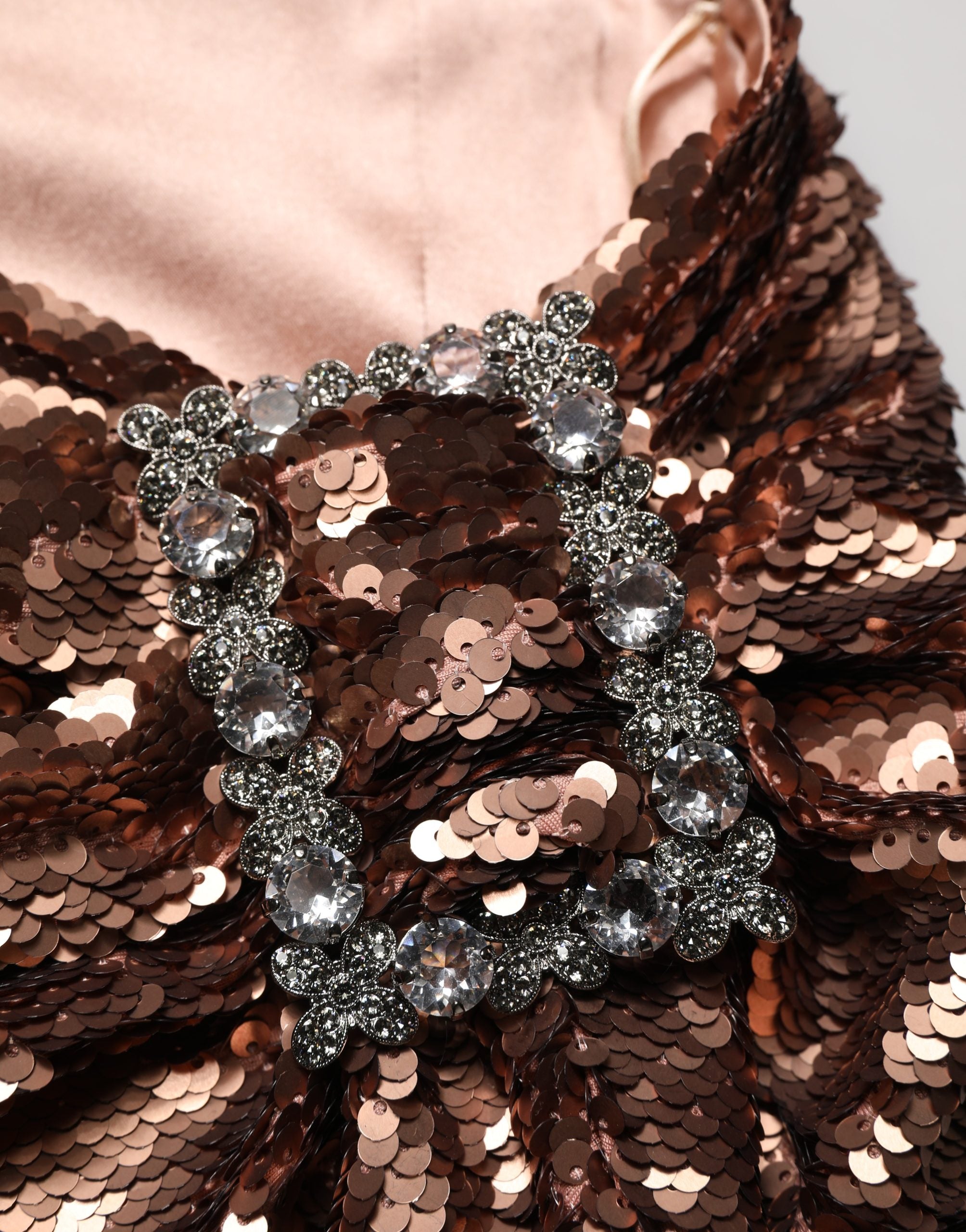 Dolce & Gabbana Rose Gold Embellished Sequinned Maxi Skirt