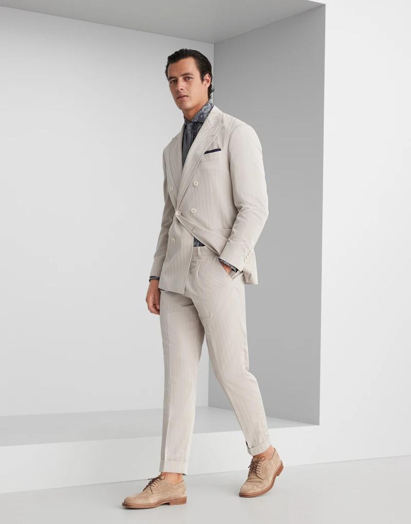 Brunello Cucinelli Gray Cotton Pattern Shirt