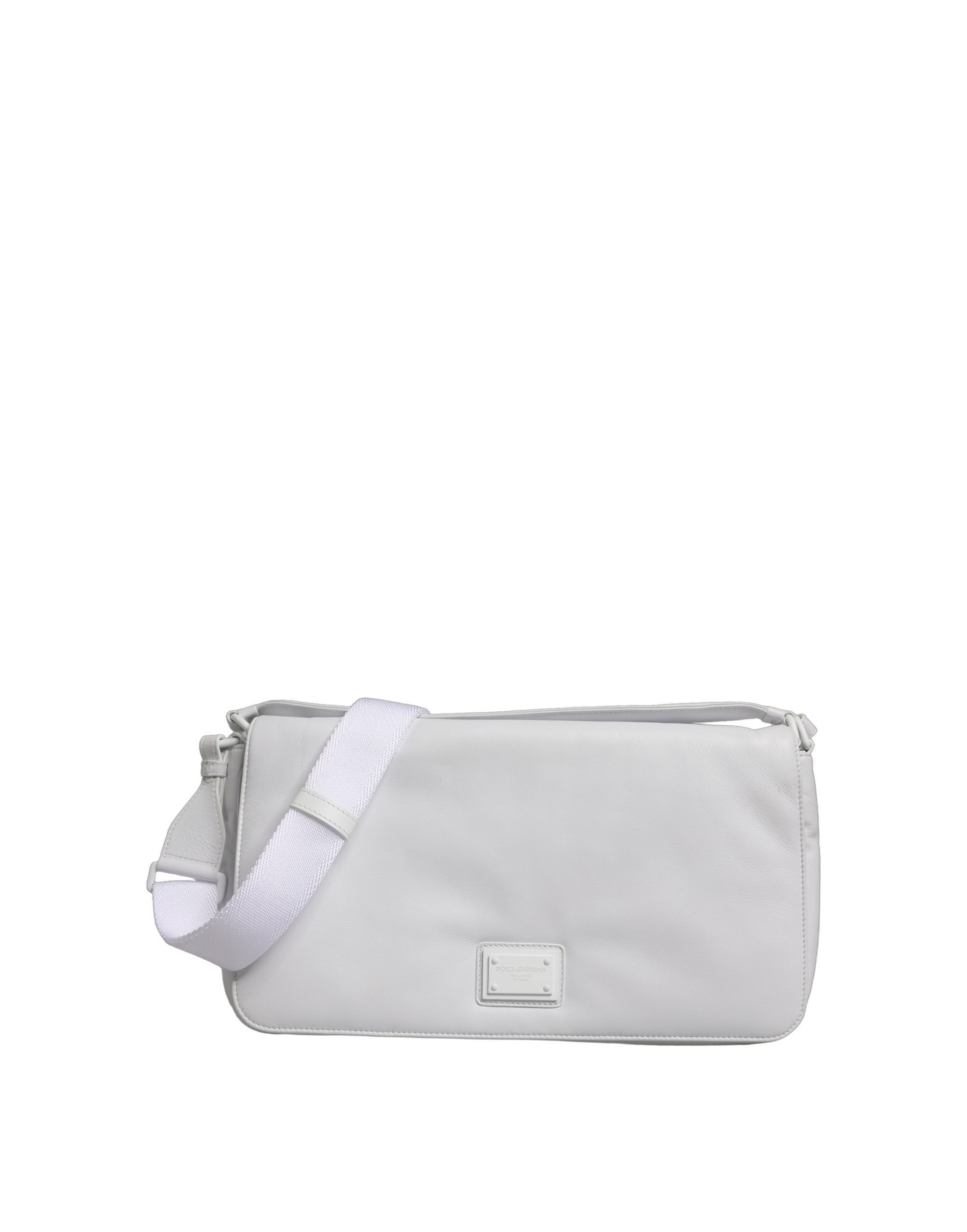 Dolce & Gabbana Weiße Logo Plakette Umhängetasche Borse Damen Tasche