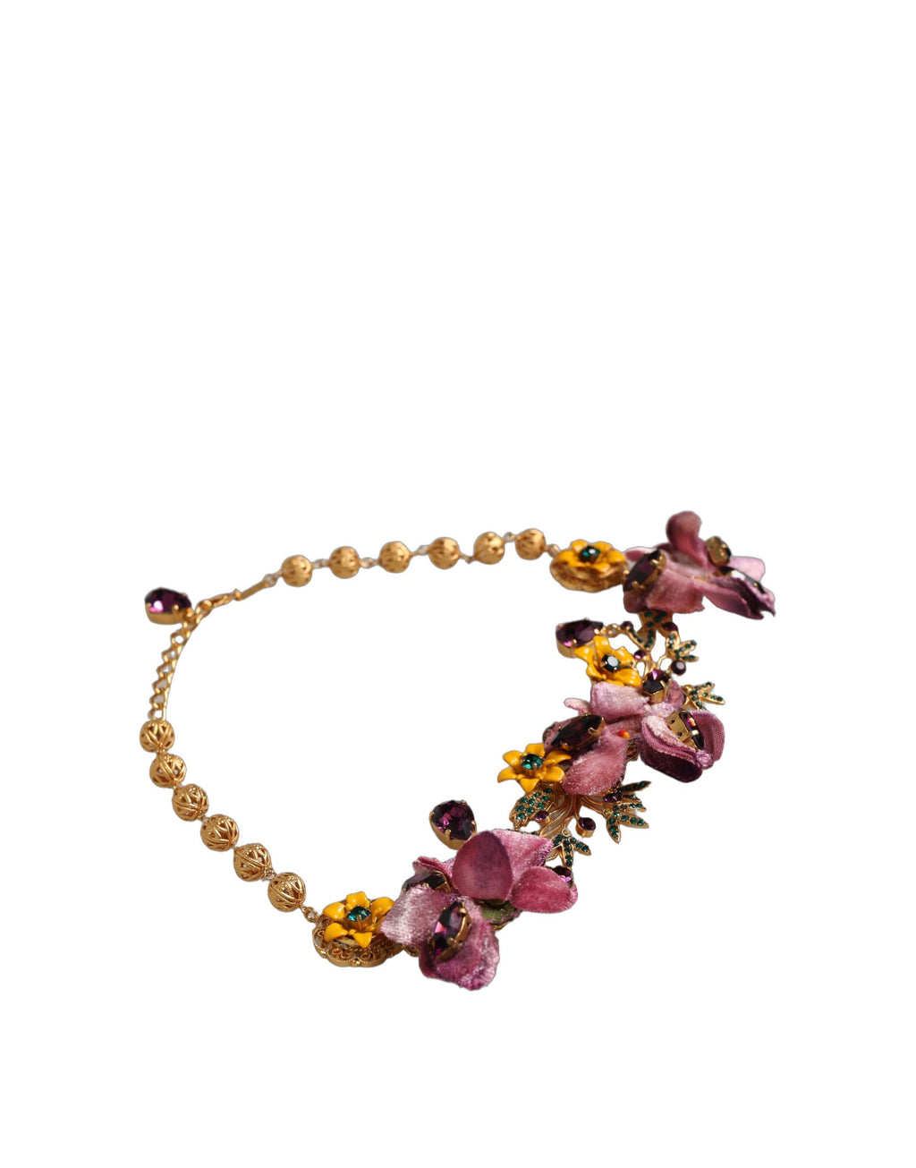 Dolce & Gabbana Gouden Messing Mix Fiori Bloemen Kristallen Ketting