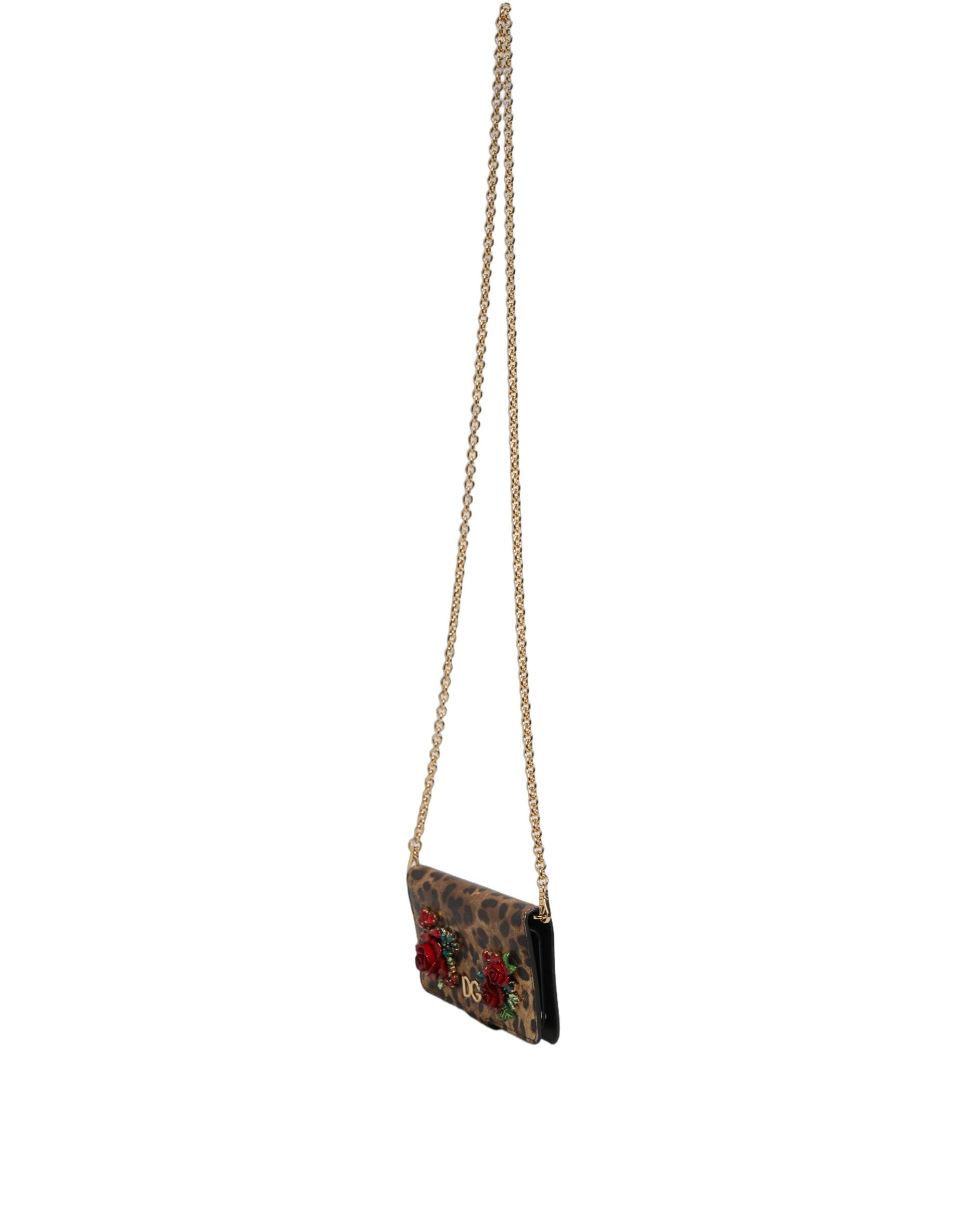 Dolce & Gabbana Flip Cover Brown Leopard Crystal iPhone X - XS Case
