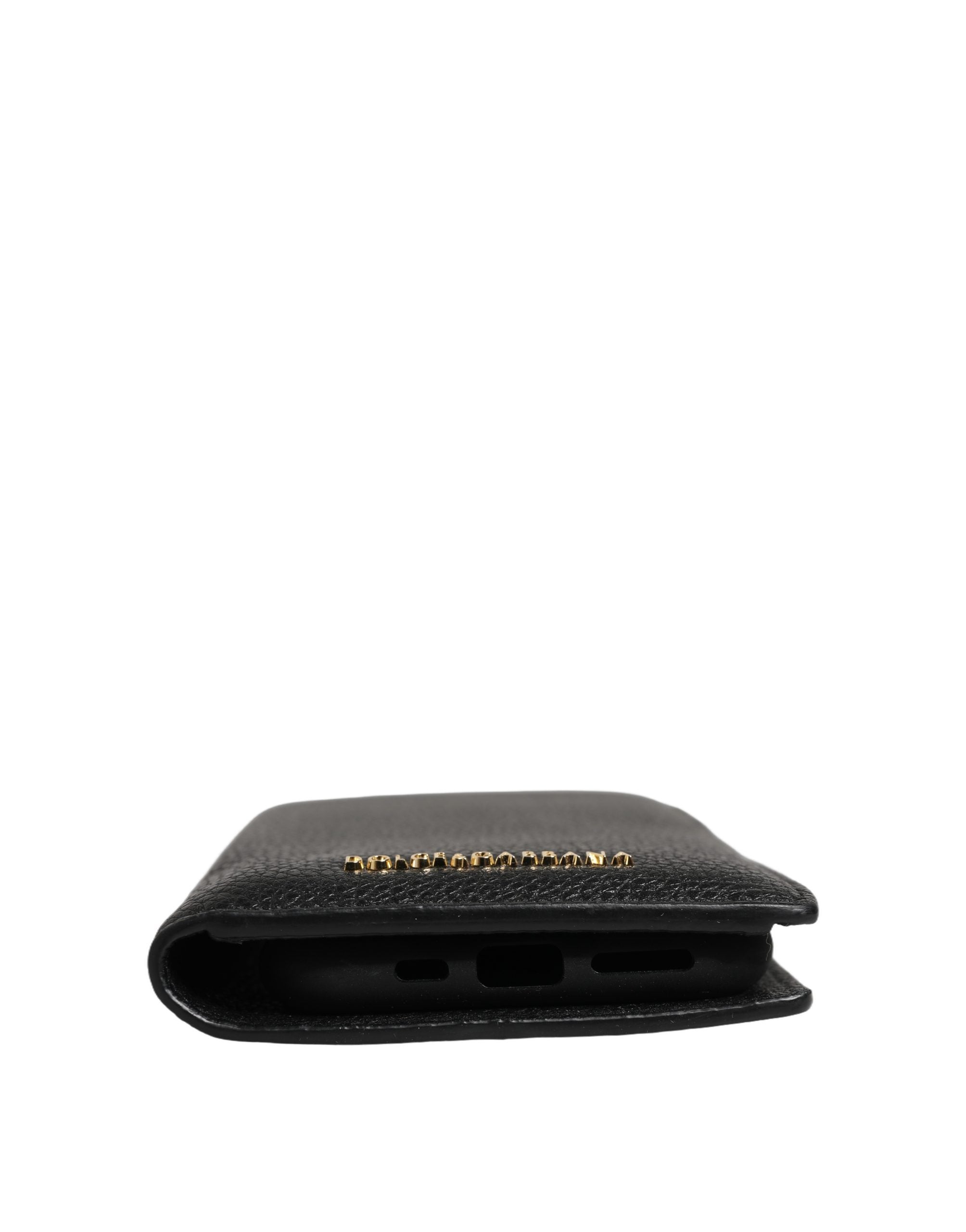 Dolce & Gabbana Case Flip Cover Black Calf Leather iPhone11 PRO Phone