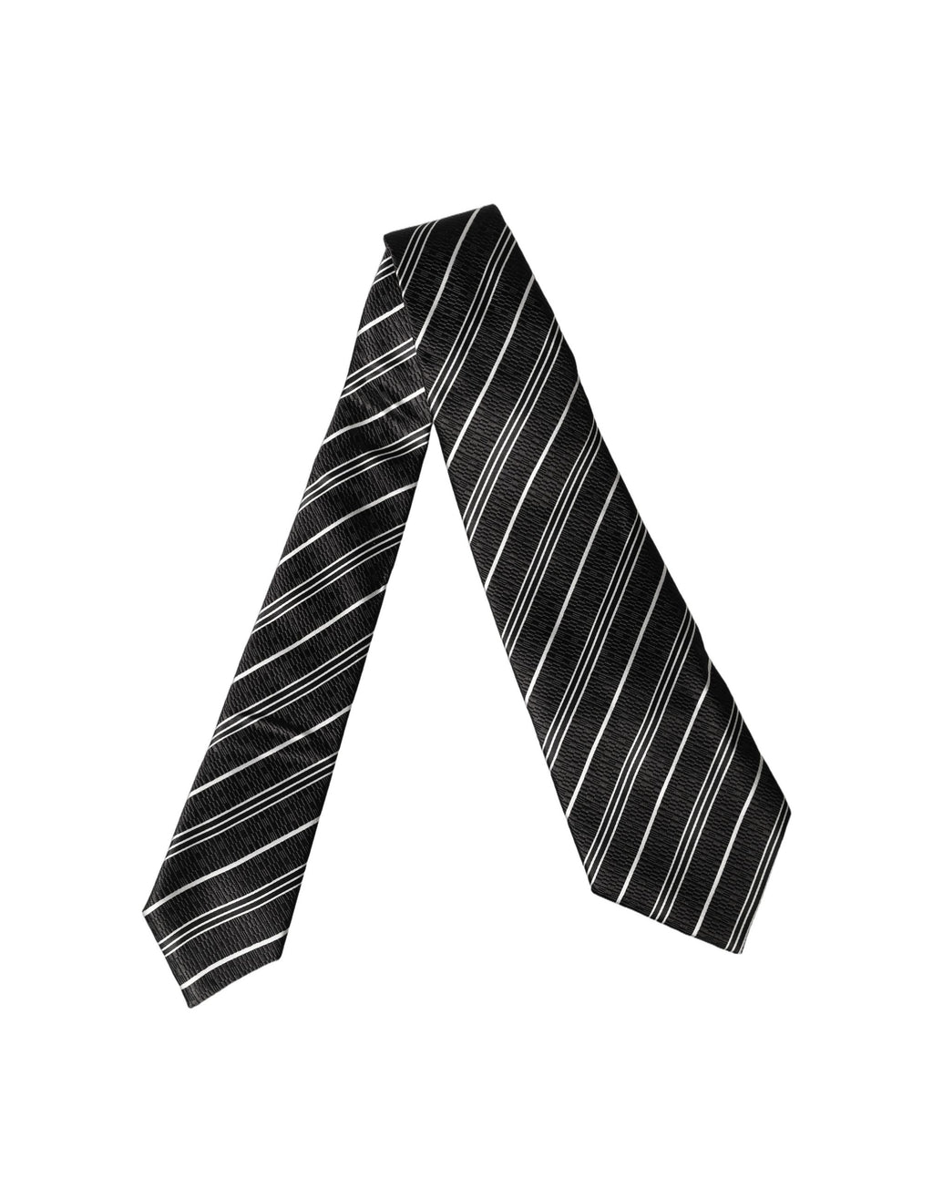 Dolce & Gabbana Black White Stripes Silk Adjustable Women Necktie Tie