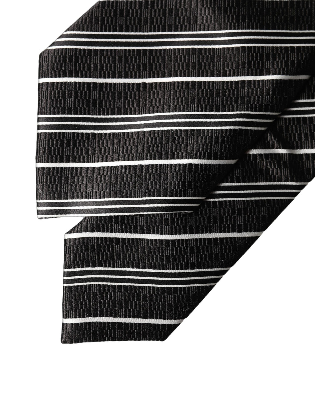 Dolce & Gabbana Black White Stripes Silk Adjustable Women Necktie Tie
