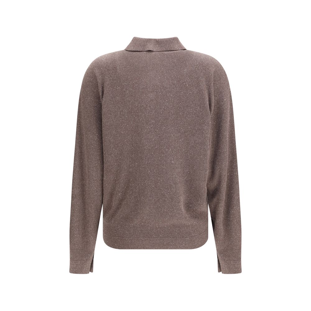 Calvin Klein Brown Silk Polo Shirt