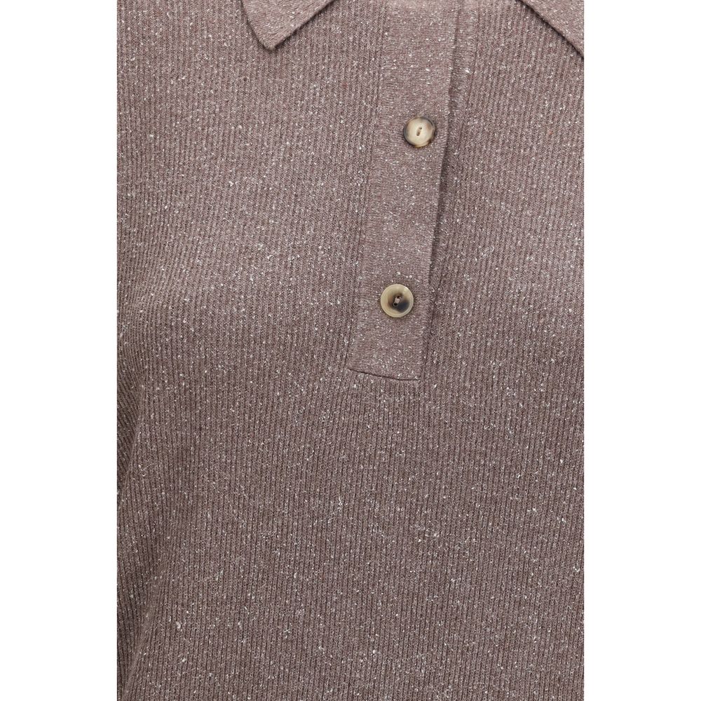 Calvin Klein Brown Silk Polo Shirt