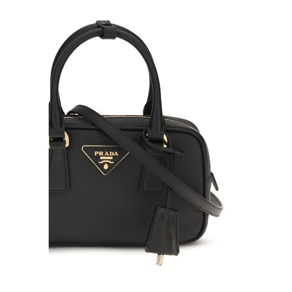 Prada Black Calf Leather Bos Taurus Shoulder Bag