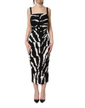 Dolce & Gabbana Zwart Witte Zebra Cady Kuitlange Jurk