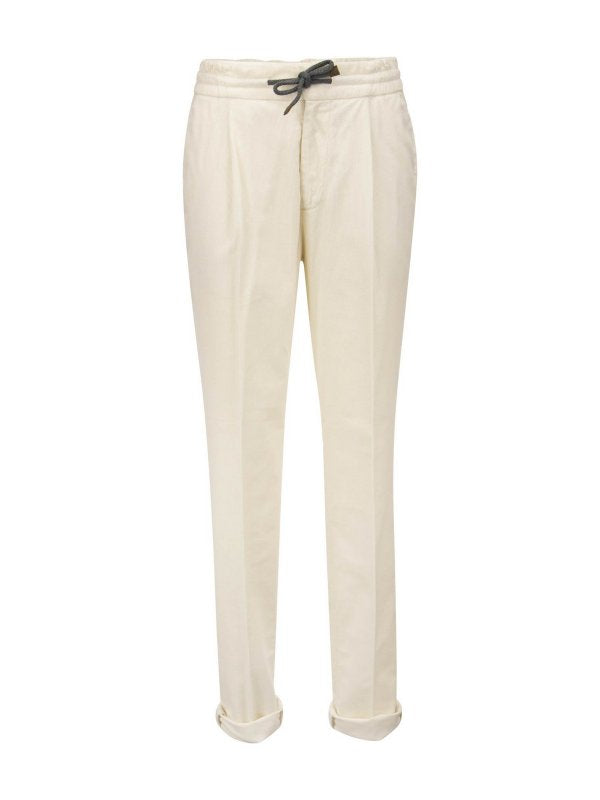 Brunello Cucinelli White Cotton Casual Pants