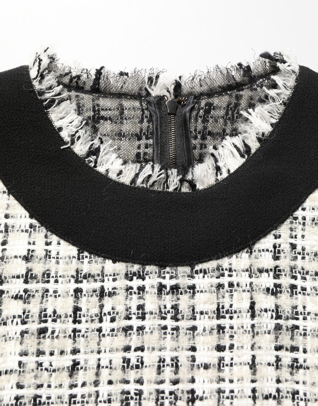 Dolce & Gabbana Black White Tweed Sheath A-line Midi Dress