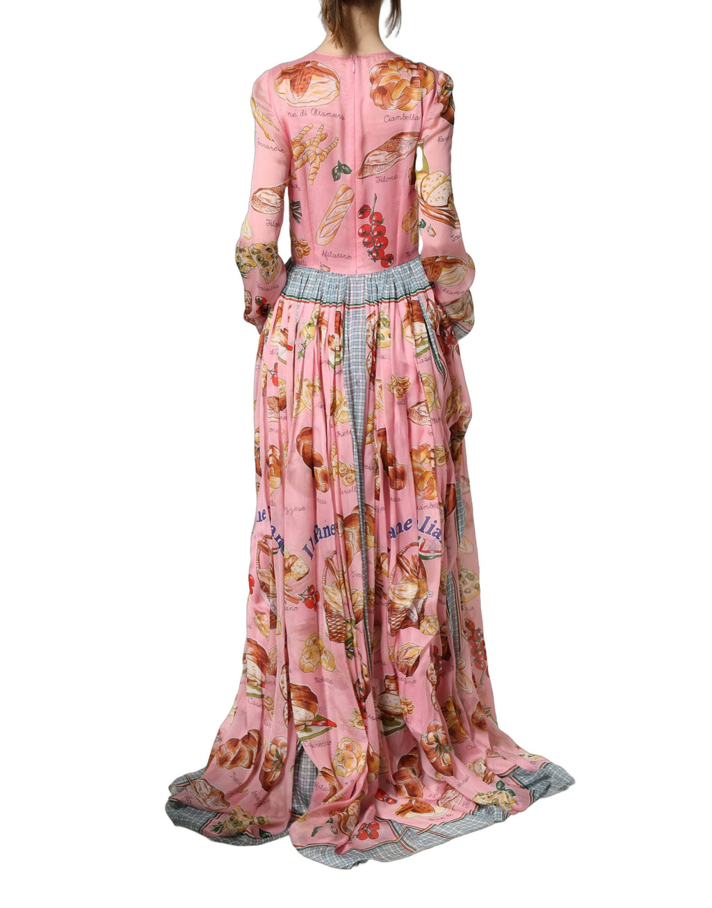 Dolce & Gabbana Lichtroze Brood Print Geplooide Maxi Jurk
