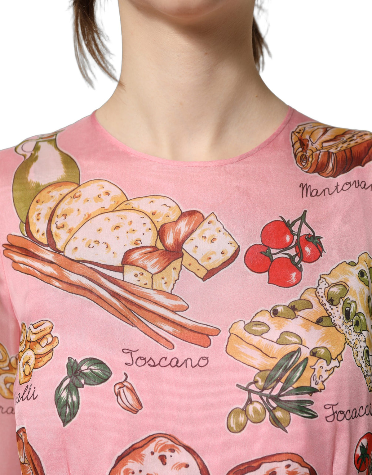 Dolce & Gabbana Lichtroze Brood Print Geplooide Maxi Jurk