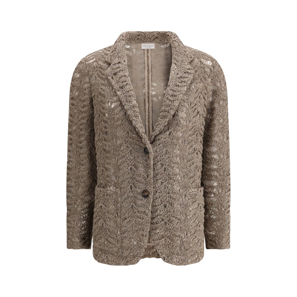 Brunello Cucinelli Brown Silk Blazer
