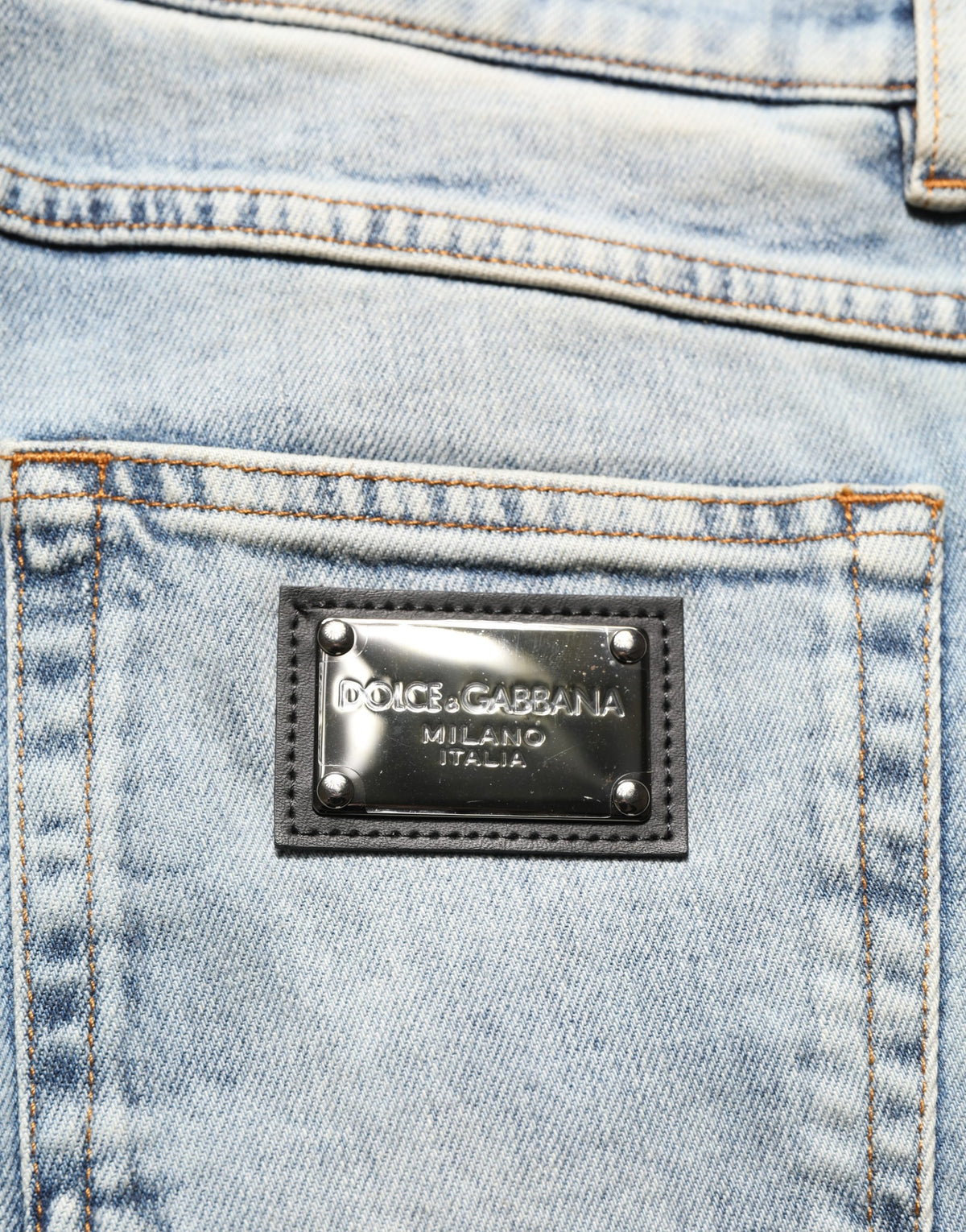 Dolce & Gabbana Blaue, ausgewaschene Herren-Jeans mit geradem Bein und mittlerer Bundhöhe