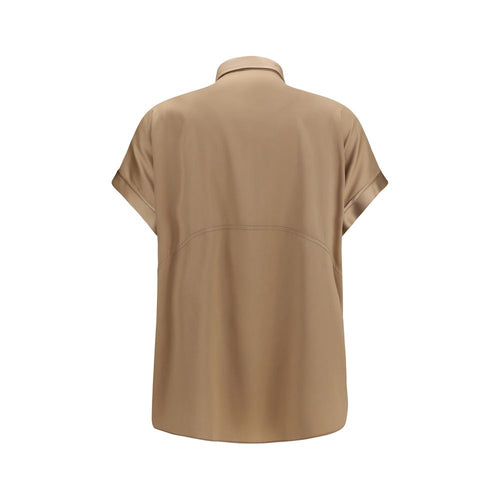 Brunello Cucinelli Beige Silk Shortsleeve Shirt