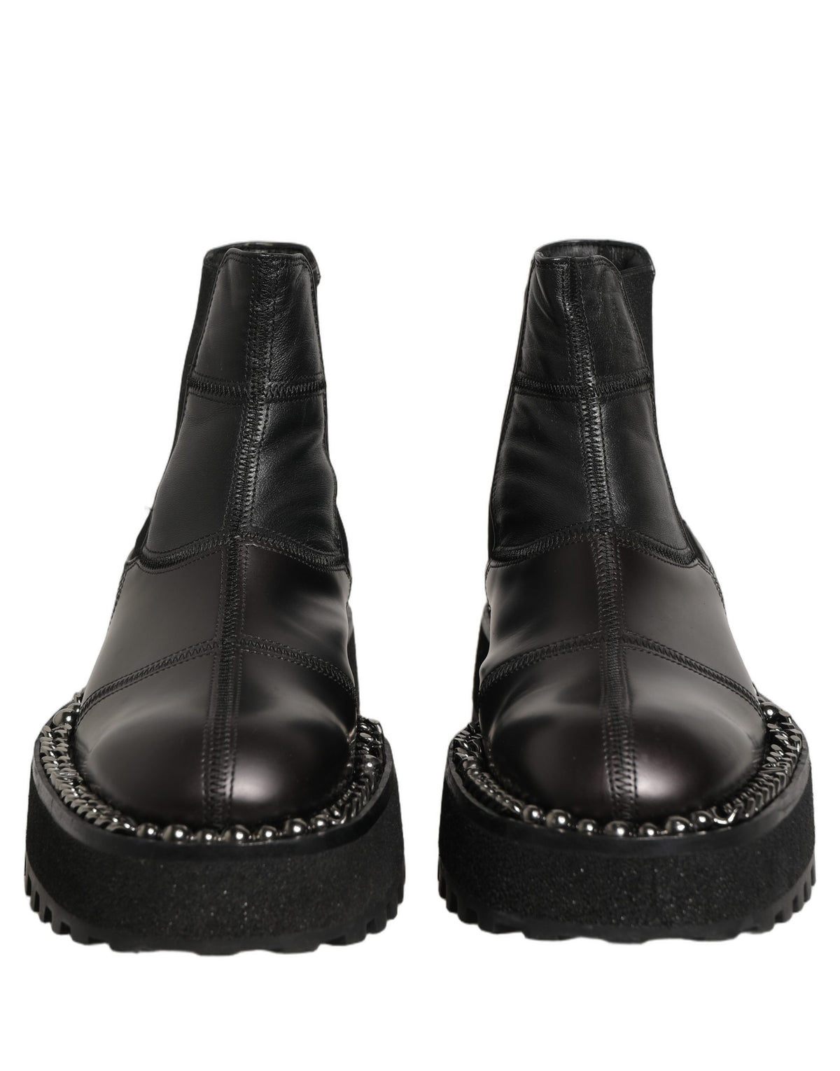 Dolce & Gabbana Black Leather Slip On Chelsea Boots Shoes