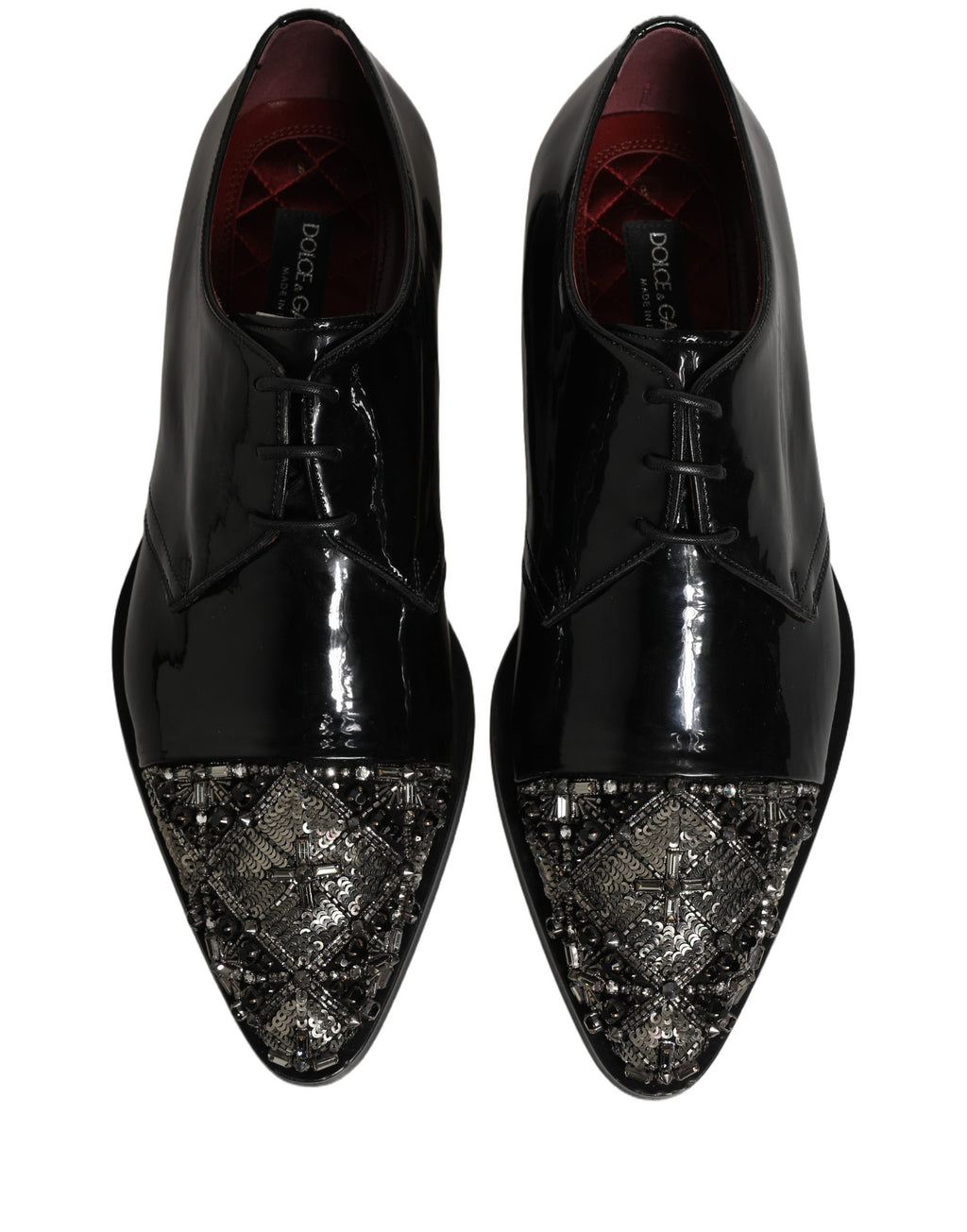Dolce & Gabbana Schwarze verzierte Herren-Derby-Schnürschuhe