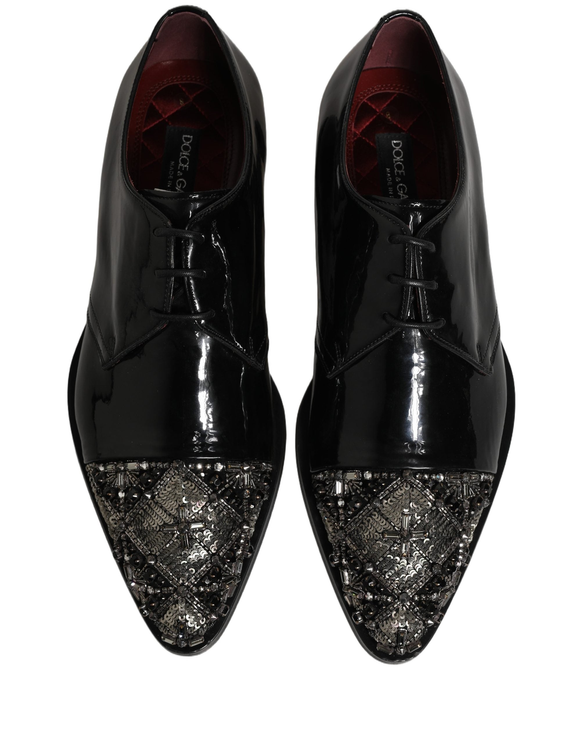 Dolce & Gabbana Schwarze verzierte Herren-Derby-Schnürschuhe