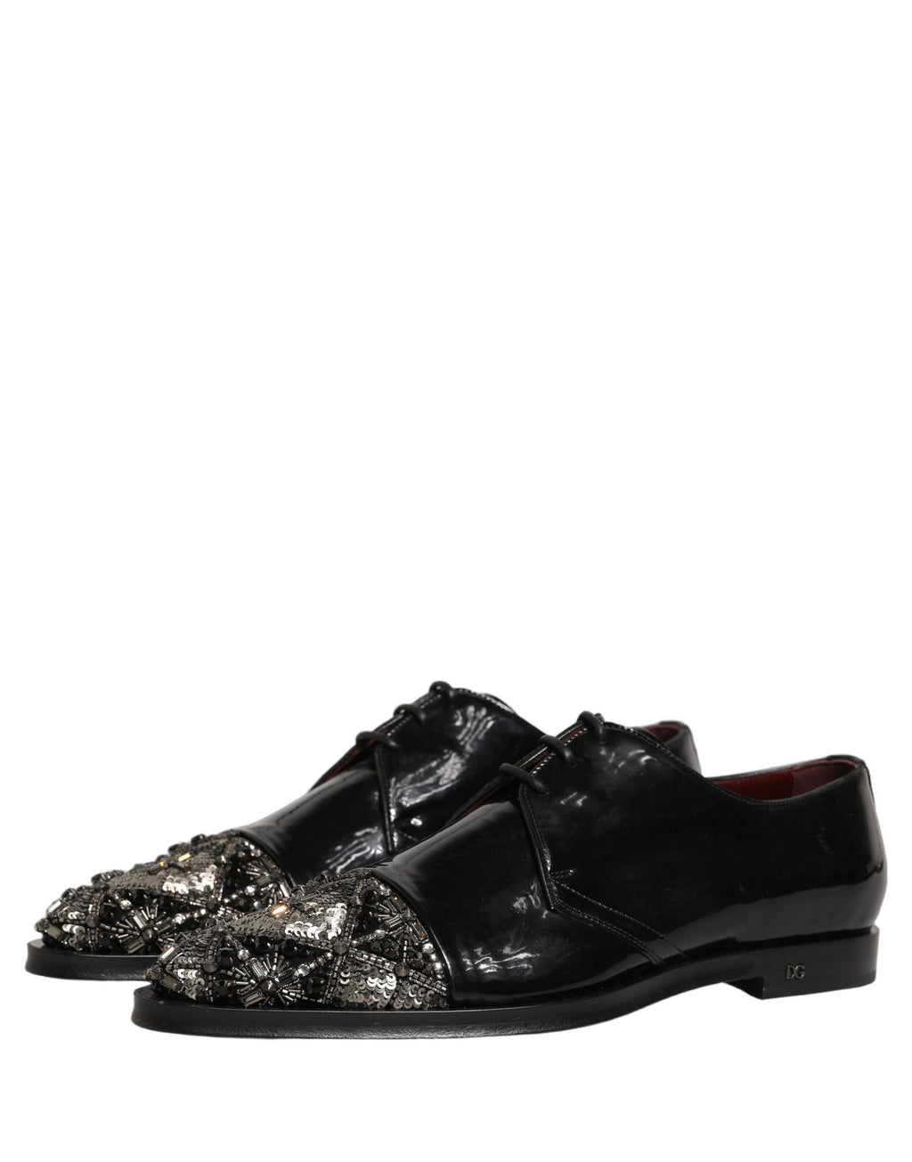Dolce & Gabbana Schwarze verzierte Herren-Derby-Schnürschuhe