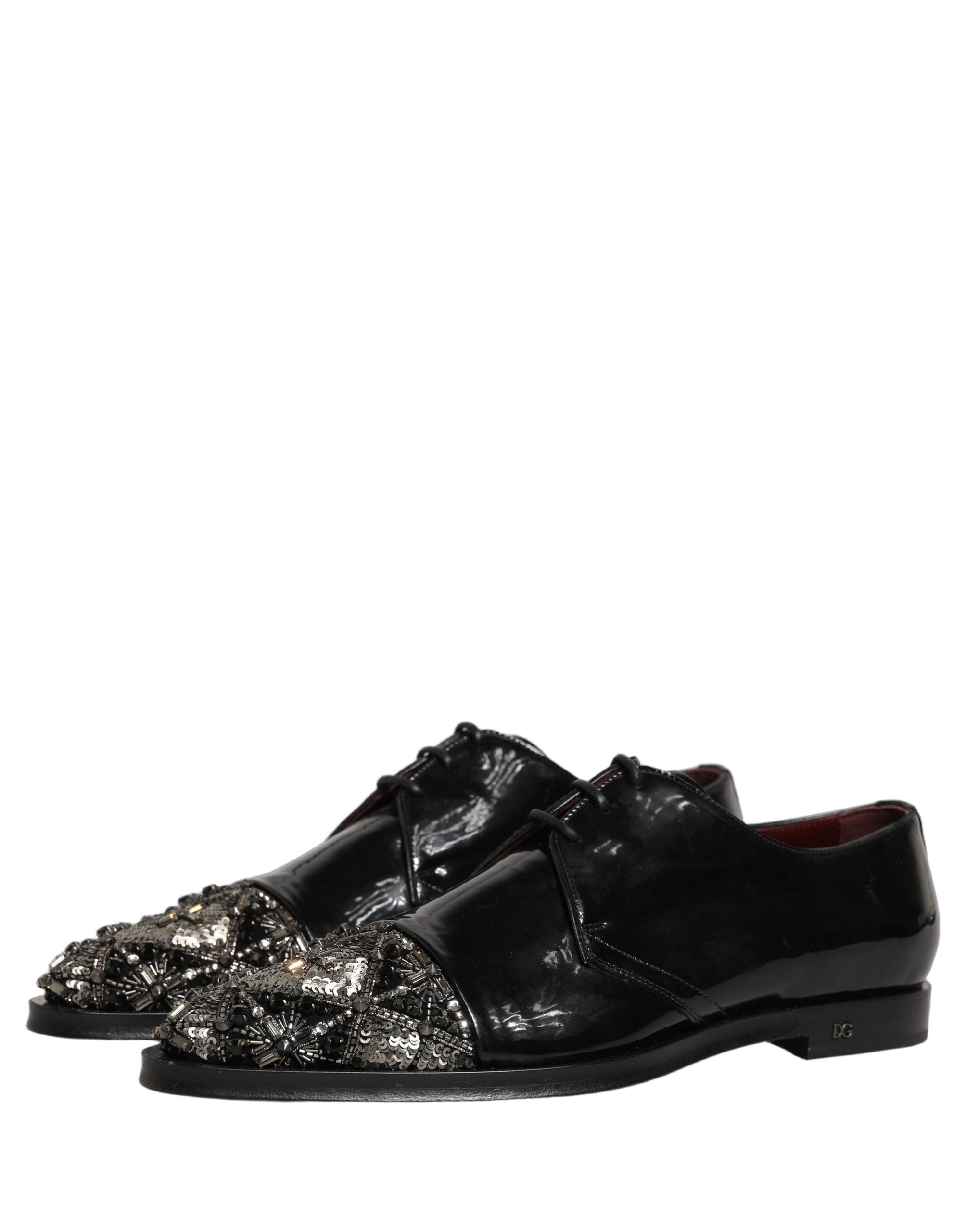 Dolce & Gabbana Schwarze verzierte Herren-Derby-Schnürschuhe