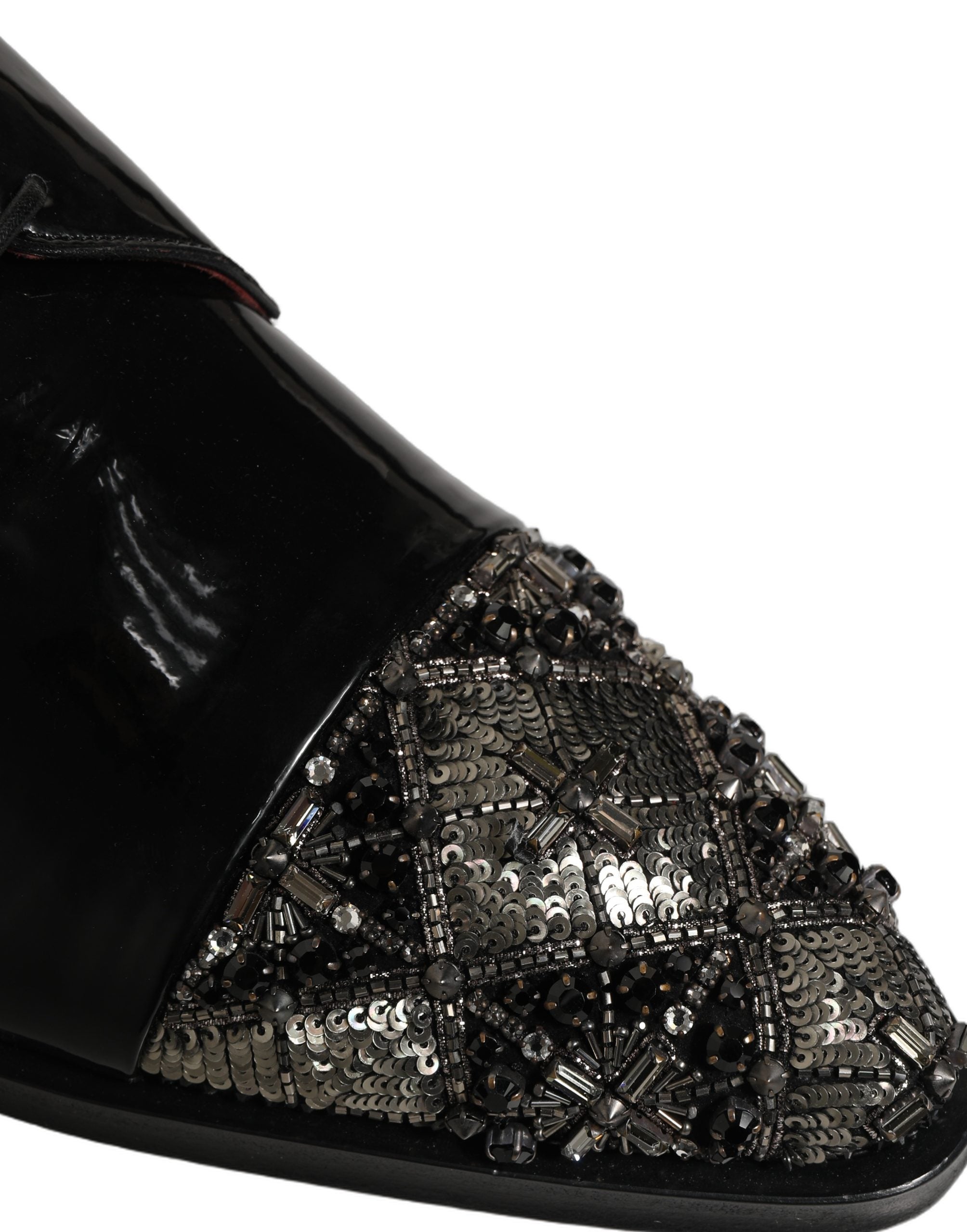 Dolce & Gabbana Schwarze bestickte Derby-Anzugschuhe