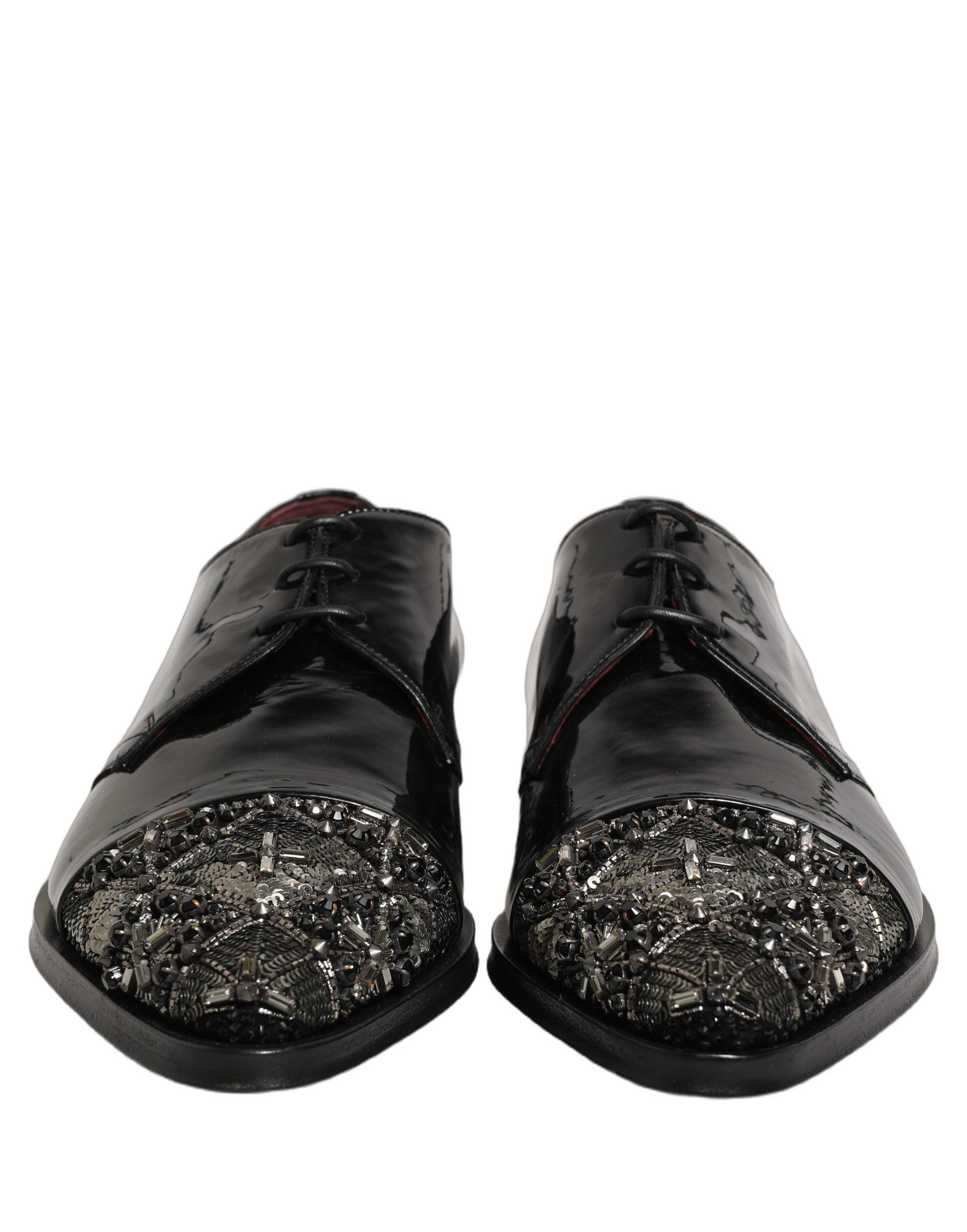 Dolce & Gabbana Schwarze bestickte Derby-Anzugschuhe