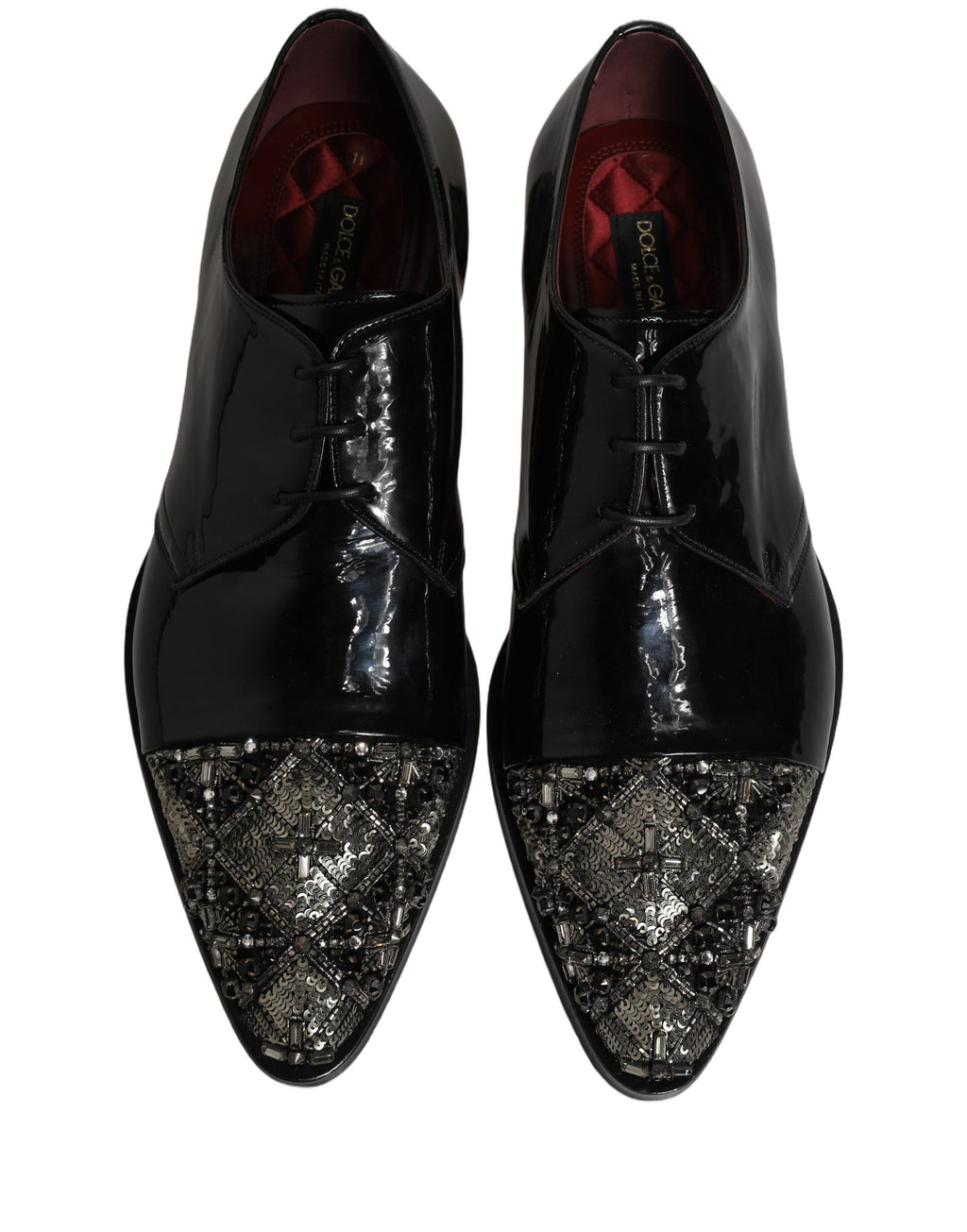 Dolce & Gabbana Schwarze bestickte Derby-Anzugschuhe