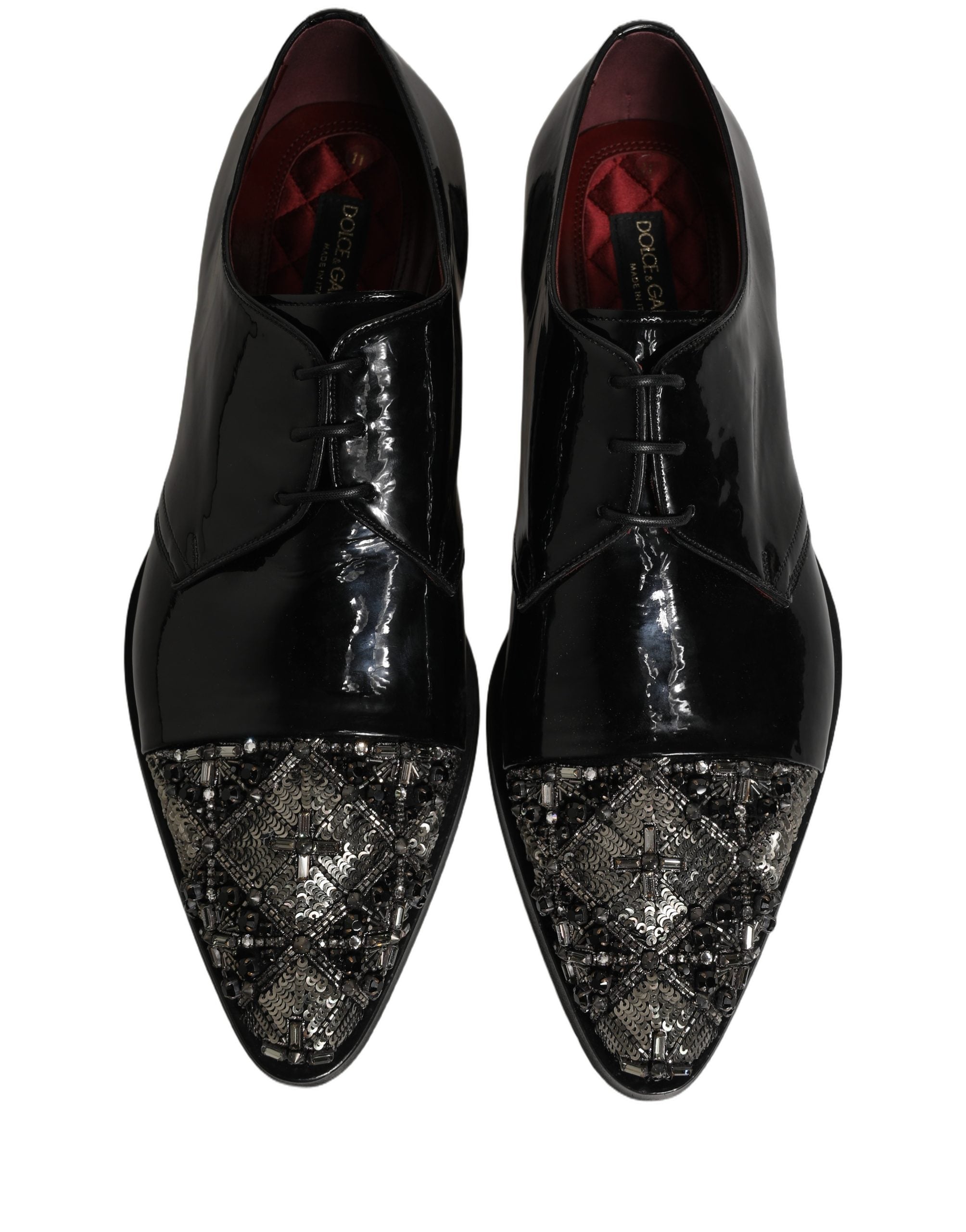 Dolce & Gabbana Schwarze bestickte Derby-Anzugschuhe