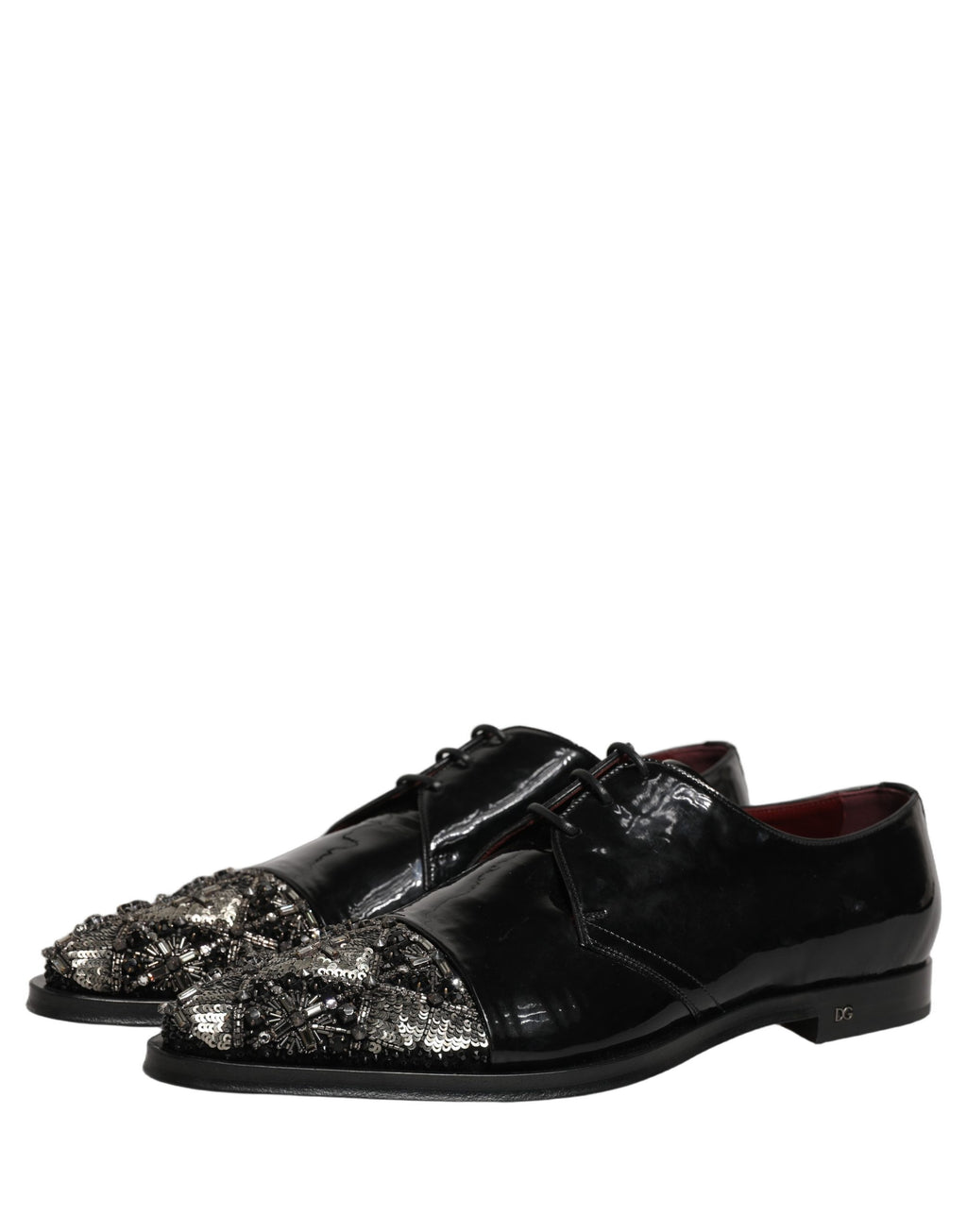 Dolce & Gabbana Schwarze bestickte Derby-Anzugschuhe