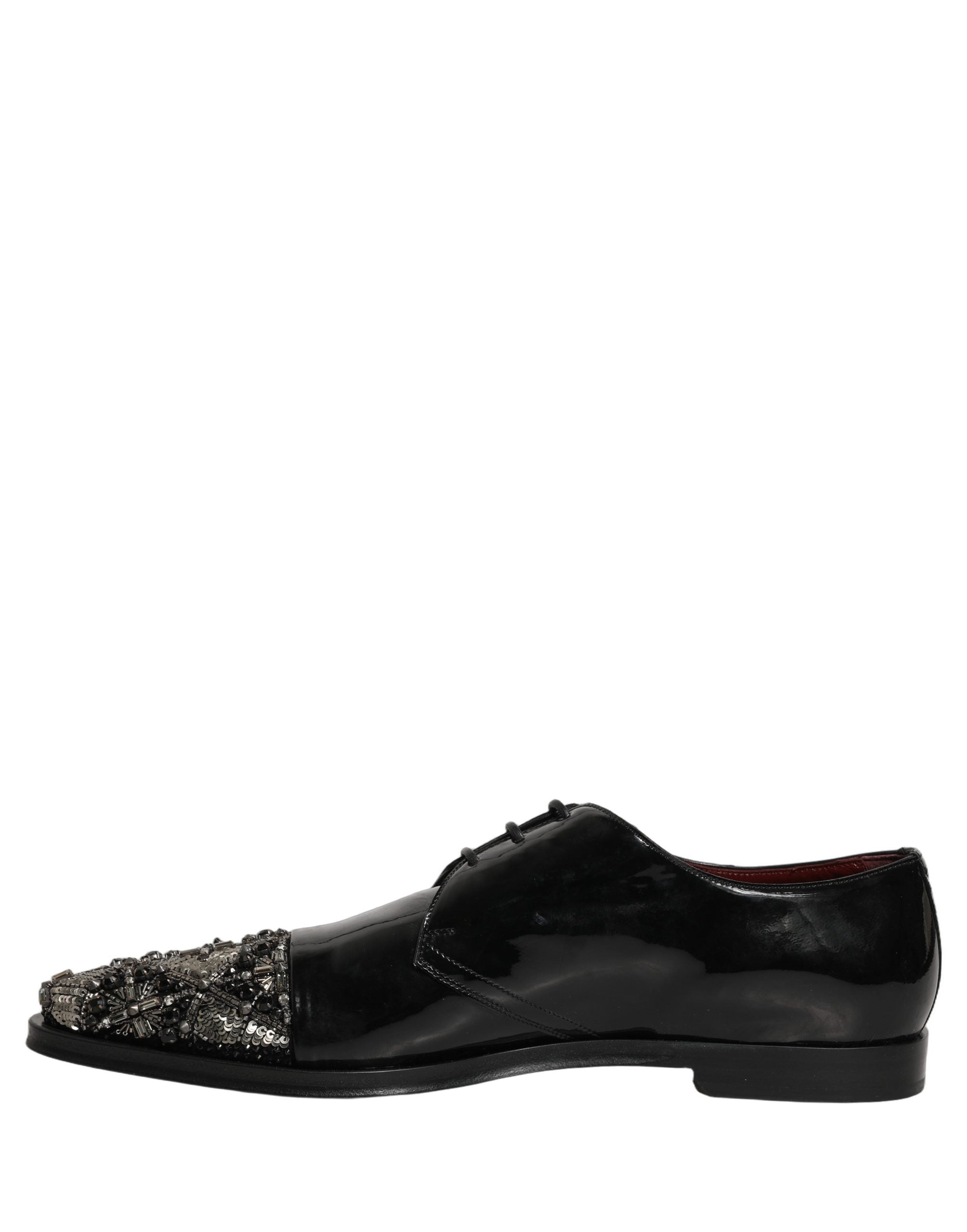 Dolce & Gabbana Schwarze bestickte Derby-Anzugschuhe