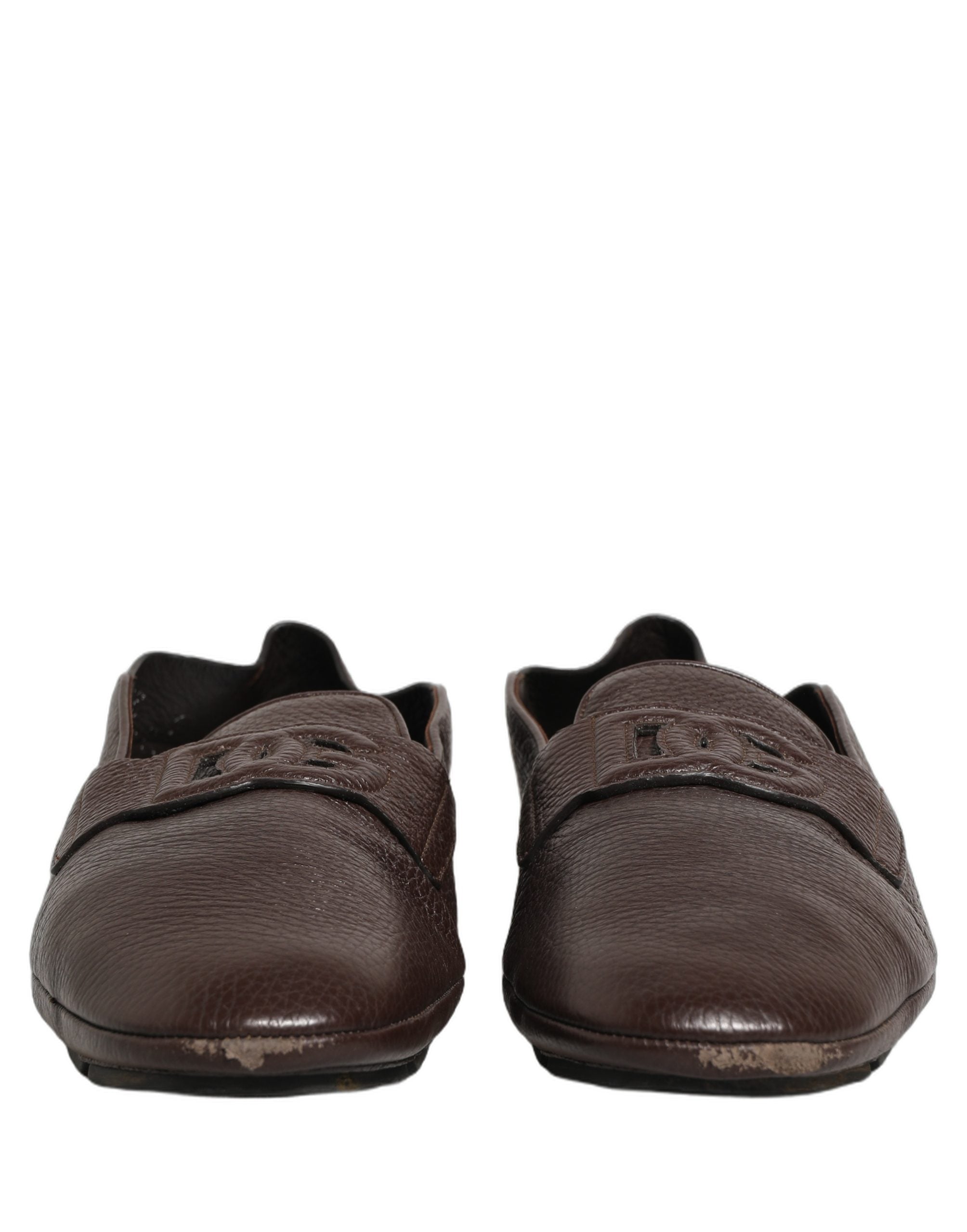 Dolce & Gabbana Braune Driver Loafer aus Hirschleder