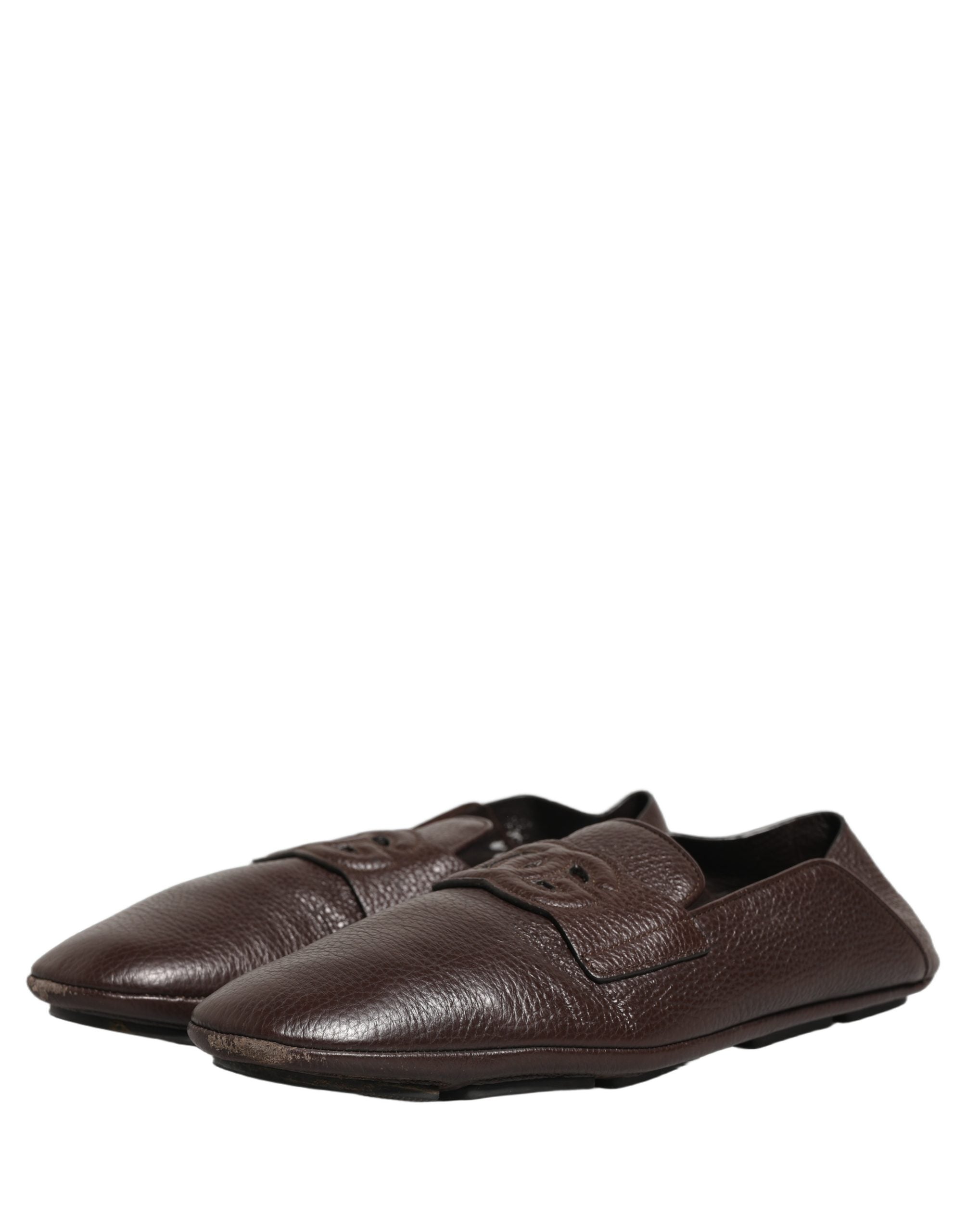 Dolce & Gabbana Braune Driver Loafer aus Hirschleder