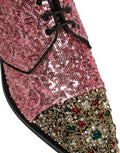 Dolce & Gabbana Pink Pailletten Verzierte Herren Derby Kleiderschuhe