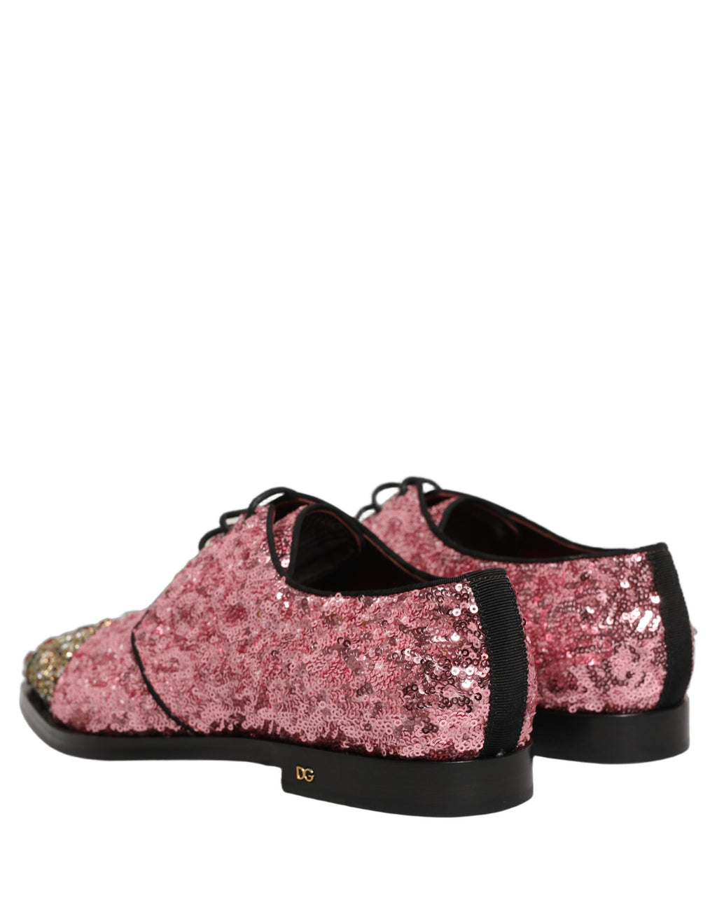 Dolce & Gabbana Pink Pailletten Verzierte Herren Derby Kleiderschuhe