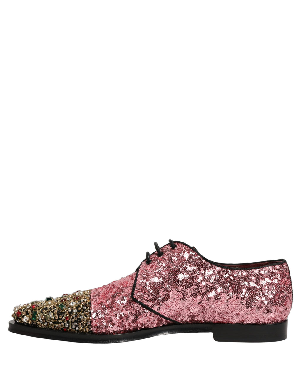 Dolce & Gabbana Pink Pailletten Verzierte Herren Derby Kleiderschuhe
