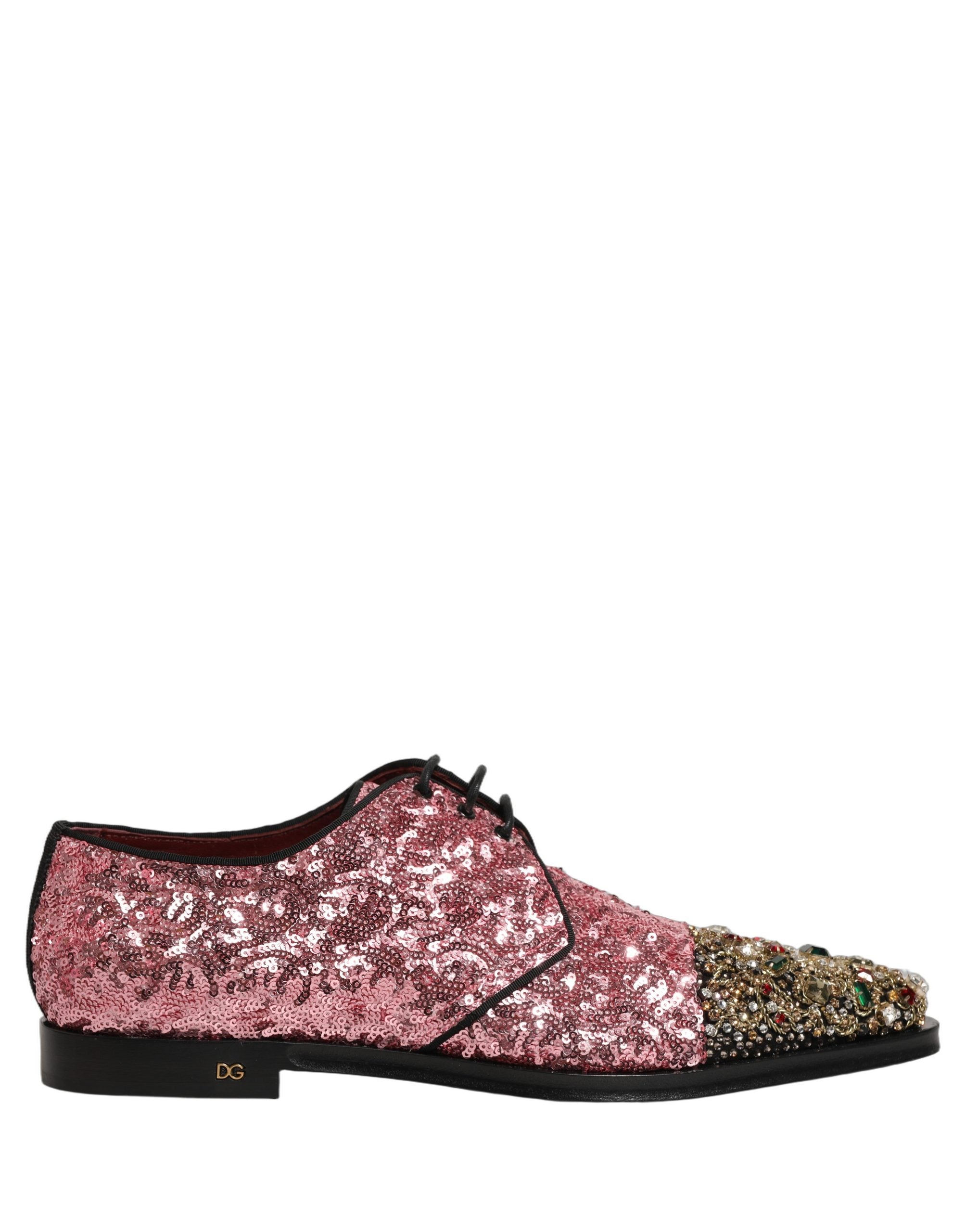 Dolce & Gabbana Pink Pailletten Verzierte Herren Derby Kleiderschuhe