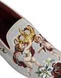 Dolce & Gabbana Graue Crown Rose Engel Stickerei Loafer Schuhe