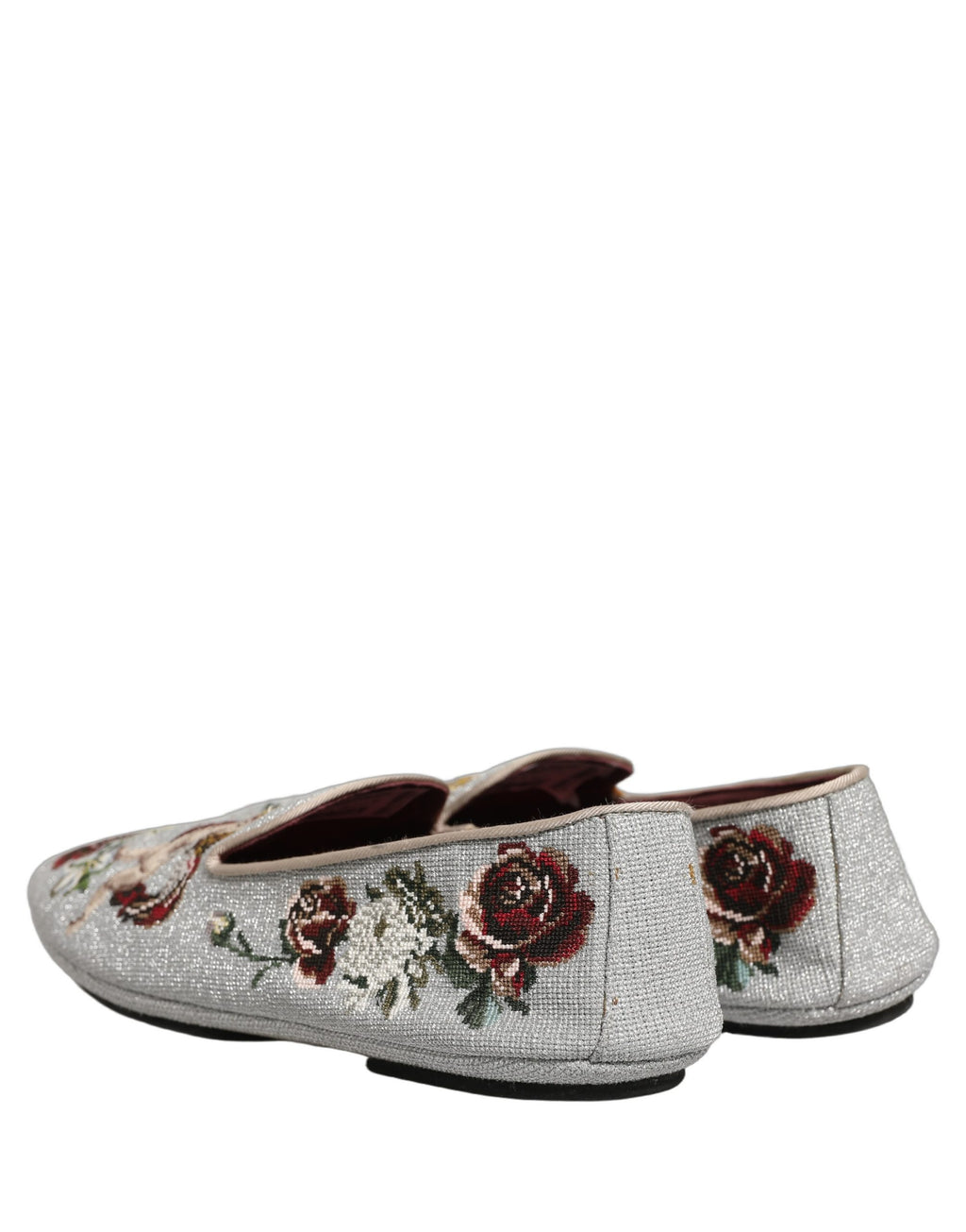 Dolce & Gabbana Graue Crown Rose Engel Stickerei Loafer Schuhe
